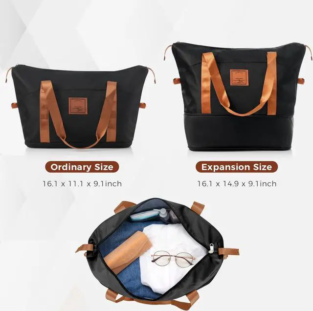 Alt view image 7 of 7 - Luggage Sets 5 Piece, Expandable ABS Durable Suitcase with Travel Bag and Hanging Toiletry Bag, Carry On Luggage Suitcase Set with 360° Spinner Wheels, Black and Brown