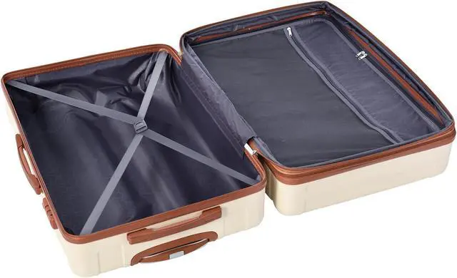 Alt view image 4 of 7 - Luggage Sets 4 Piece, Expandable ABS Durable Suitcase with Travel Bag, Carry On Luggage Suitcase Set with 360° Spinner Wheels, ivory and brown