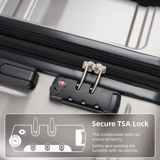 Alt view image 7 of 7 - Luggage Sets New Model Expandable ABS Hardshell 3pcs Clearance Luggage Hardside Lightweight Durable Suitcase sets Spinner Wheels Suitcase with TSA Lock 20''24''28'' (gray)