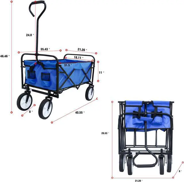 Alt view image 4 of 7 - Folding Wagon Garden Shopping Beach Cart Blue Soft CaseTravel Luggage