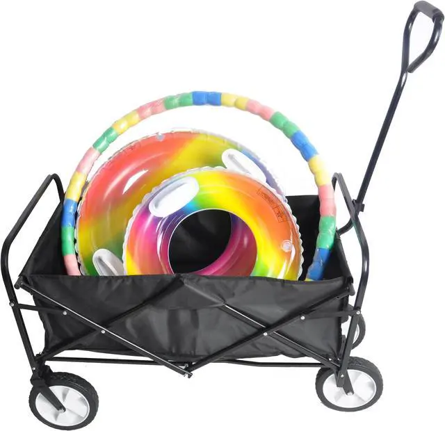 Alt view image 2 of 7 - Folding Wagon Garden Shopping Beach Cart (Black) Soft CaseTravel Luggage