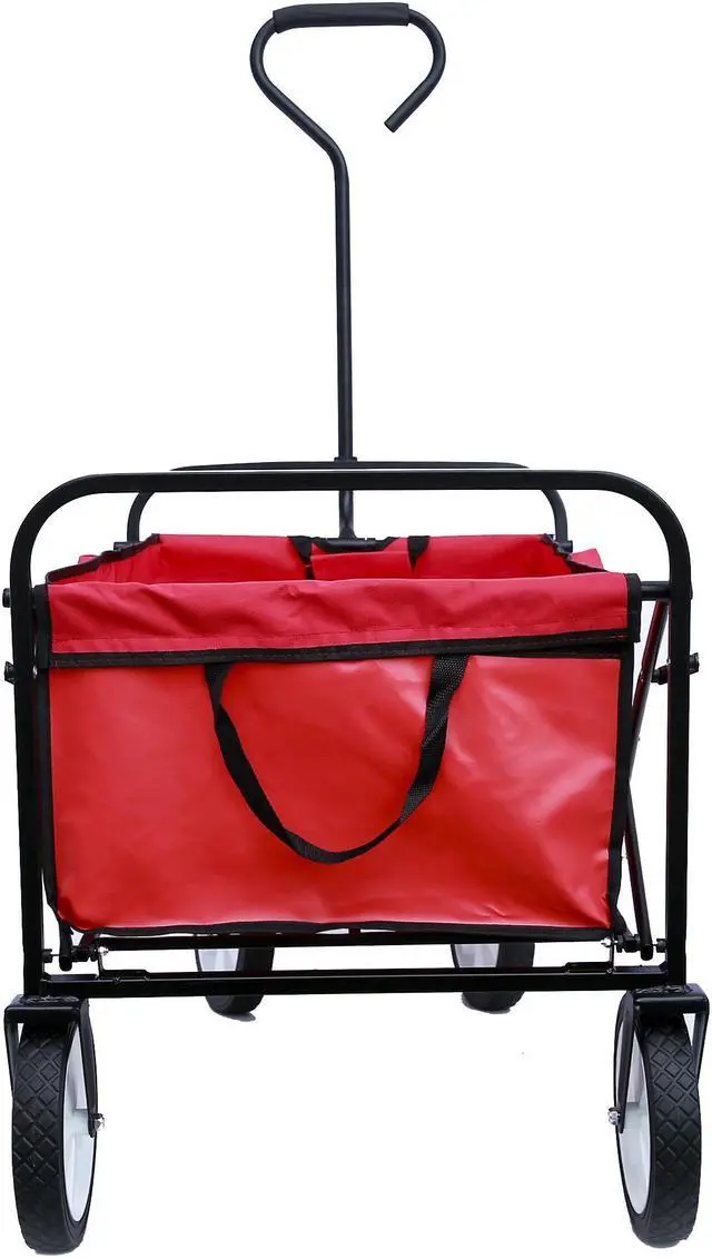 Alt view image 3 of 7 - Folding Wagon Garden Shopping Beach Cart (Red) Soft CaseTravel Luggage