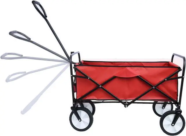 Alt view image 2 of 7 - Folding Wagon Garden Shopping Beach Cart (Red) Soft CaseTravel Luggage