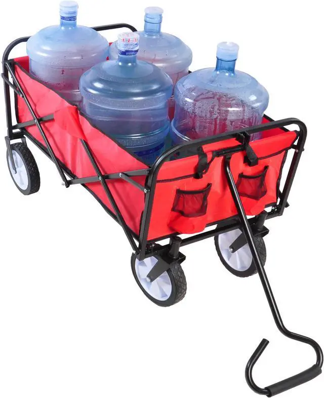 Alt view image 7 of 7 - Folding Wagon Garden Shopping Beach Cart (Red) Soft CaseTravel Luggage