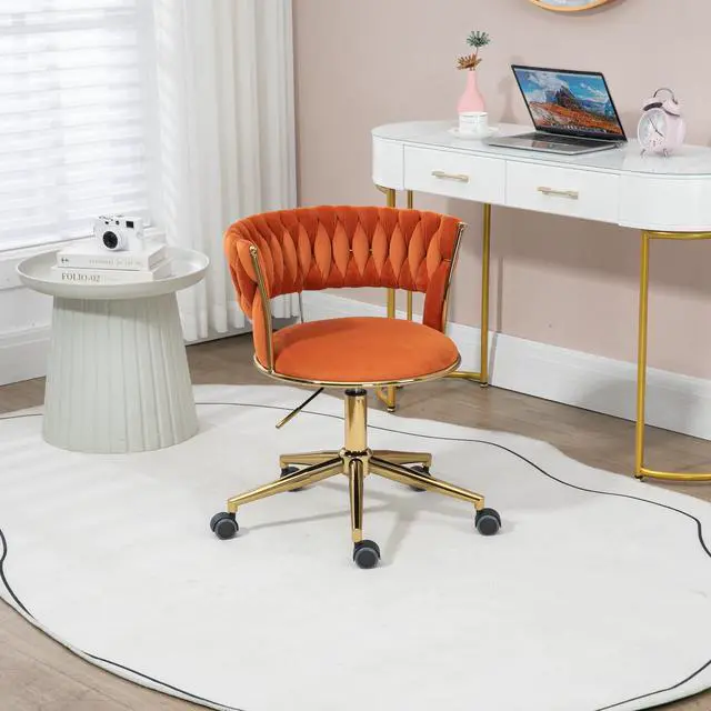 Alt view image 5 of 7 - Home Office Desk Chair, Vanity Chair, Modern Adjustable Home Computer Executive Chair Swivel Task Chair for Small Space, Living Room, Make-up, Studying