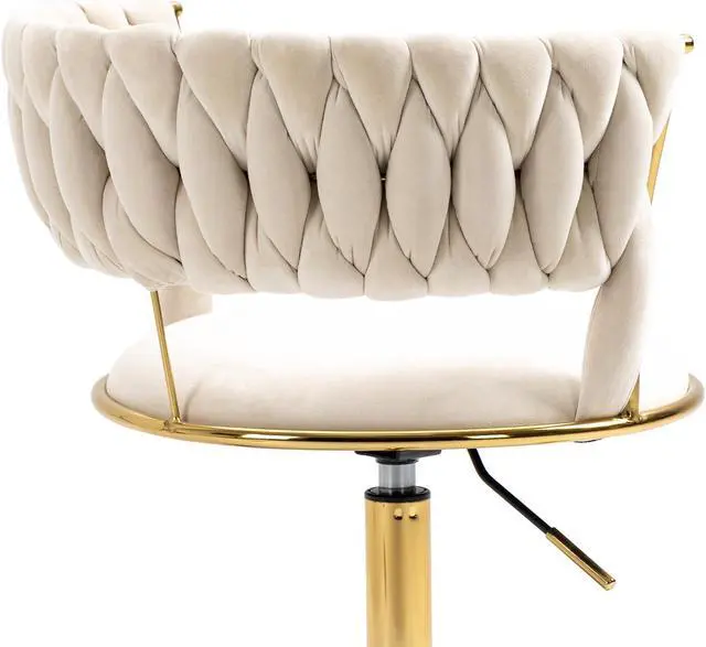 Alt view image 6 of 7 - Home Office Desk Chair, Vanity Chair, Modern Adjustable Home Computer Executive Chair Swivel Task Chair for Small Space, Living Room, Make-up, Studying White