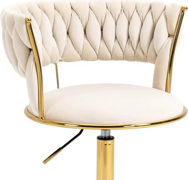 Alt view image 2 of 7 - Home Office Desk Chair, Vanity Chair, Modern Adjustable Home Computer Executive Chair Swivel Task Chair for Small Space, Living Room, Make-up, Studying White