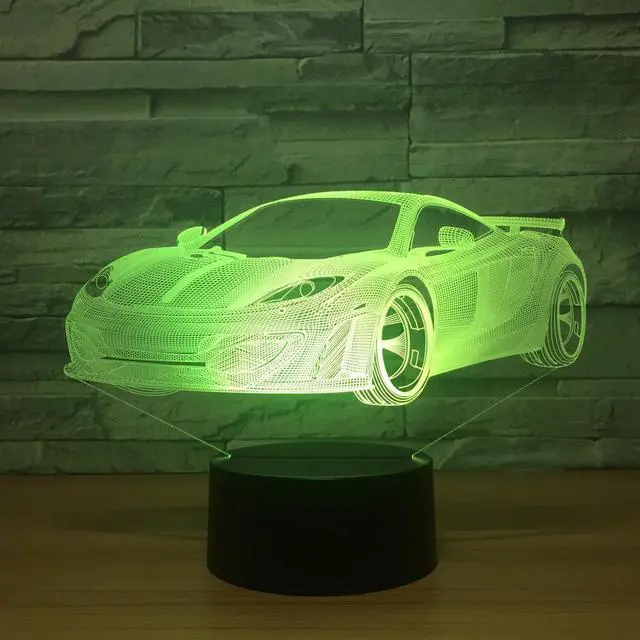 Main image of Cool Car Acrylic 3D Hologram Lamp 7 Color Change Night Light Baby Touch Switch Colored lights LED USB Desk lamp Atmosphere lamp