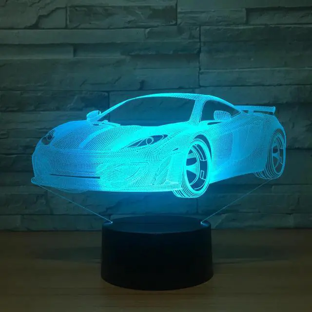 Alt view image 2 of 5 - Cool Car Acrylic 3D Hologram Lamp 7 Color Change Night Light Baby Touch Switch Colored lights LED USB Desk lamp Atmosphere lamp