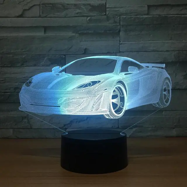 Alt view image 5 of 5 - Cool Car Acrylic 3D Hologram Lamp 7 Color Change Night Light Baby Touch Switch Colored lights LED USB Desk lamp Atmosphere lamp