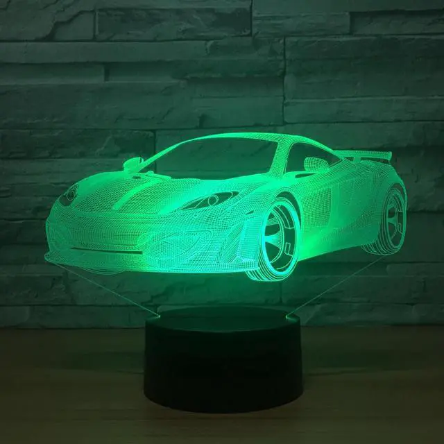 Alt view image 3 of 5 - Cool Car Acrylic 3D Hologram Lamp 7 Color Change Night Light Baby Touch Switch Colored lights LED USB Desk lamp Atmosphere lamp