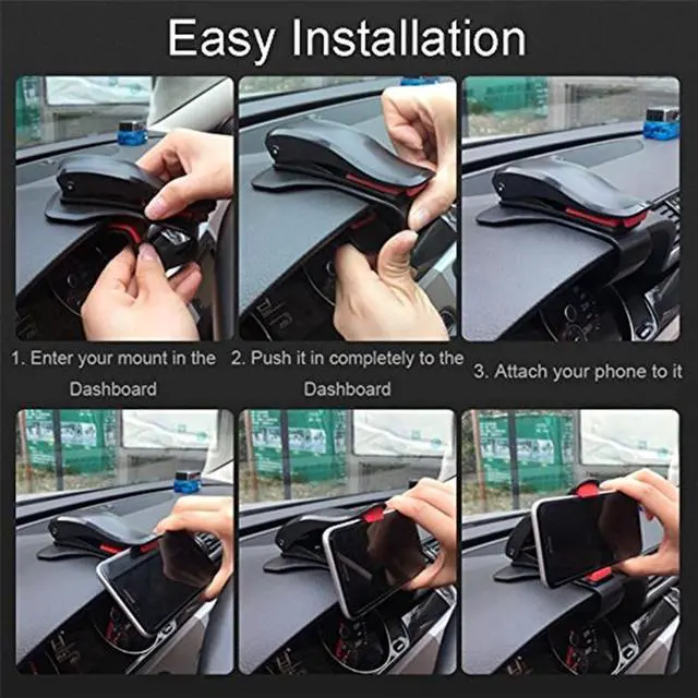 Alt view image 2 of 6 - Universal Adjustable Car phone Holder Dashboard Mount phone Holder for Mobile Smart Cell Phone GPS Stand Clamp Clip Bracket