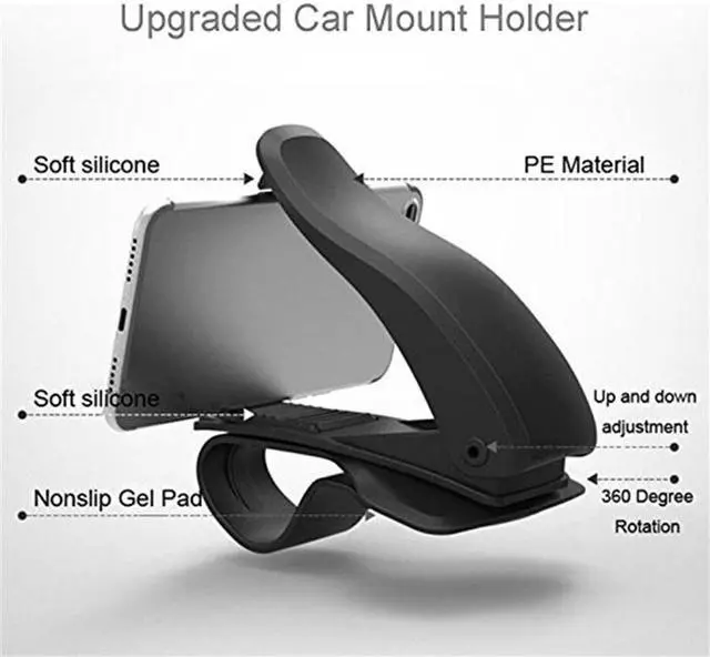 Alt view image 4 of 6 - Universal Adjustable Car phone Holder Dashboard Mount phone Holder for Mobile Smart Cell Phone GPS Stand Clamp Clip Bracket