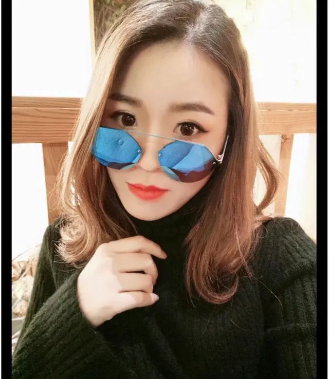 Main image of New Single Beam Irregular  Sunglasses Trendy Eyewears-Black
