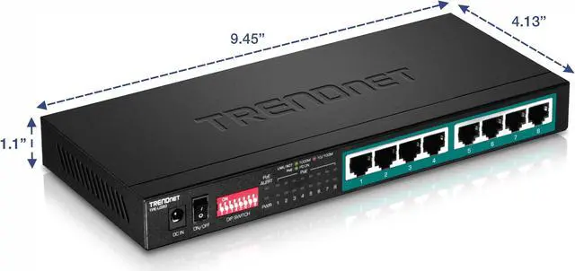 Alt view image 9 of 20 - TRENDnet 8-Port Gigabit Long Range Poe+ Switch, TPE-LG80,65W Poe Budget, Ethernet/Network Switch, Long-Range Poe+ Extends Range Up to 200M (656 ft.), 16 Gbps Switching Capacity, Lifetime Protection