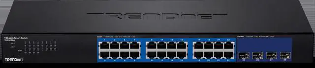 Alt view image 19 of 20 - TRENDnet 28-Port Web Smart Switch, 24 x Gigabit Ports, 4 x 10G SFP+ Slots, High Speed Network Uplinks, 128 Gbps Switching Capacity, Network Ethernet Switch, 1U Rack Mountable, Black, TEG-30284