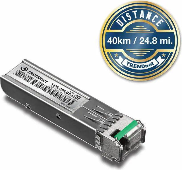Alt view image 4 of 7 - TRENDnet SFP to RJ45 Dual Wavelength Single-Mode LC Module, TEG-MGBS40D5, Must Pair with TEG-MGBS40D3 or a Compatible Module, Up to 40km (24.9 miles), Standard SFP Slot Compatible, Lifetime Protection