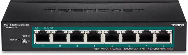 Alt view image 6 of 7 - TRENDnet TPE-TG82ES 8-Port Gigabit EdgeSmart PoE+ Switch