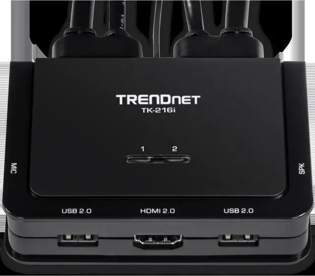 Alt view image 5 of 5 - TRENDnet 2-Port 4K HDMI KVM Switch w/ Audio, TK-216i, 4K UHD (3840 x 2160@60Hz, 3.5mm speaker/microphone, USB Switch 2 Computers, USB 2.0, HDMI 2.0, HDMI 5.1 Audio Support, Monitor USB Sharing Switch