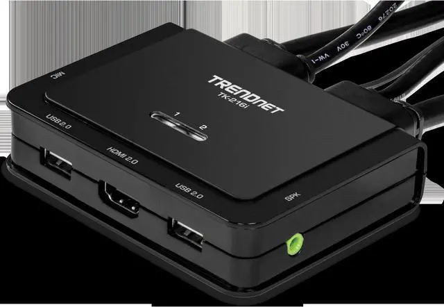 Alt view image 3 of 5 - TRENDnet 2-Port 4K HDMI KVM Switch w/ Audio, TK-216i, 4K UHD (3840 x 2160@60Hz, 3.5mm speaker/microphone, USB Switch 2 Computers, USB 2.0, HDMI 2.0, HDMI 5.1 Audio Support, Monitor USB Sharing Switch