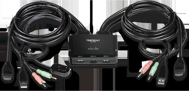 Alt view image 4 of 5 - TRENDnet 2-Port 4K HDMI KVM Switch w/ Audio, TK-216i, 4K UHD (3840 x 2160@60Hz, 3.5mm speaker/microphone, USB Switch 2 Computers, USB 2.0, HDMI 2.0, HDMI 5.1 Audio Support, Monitor USB Sharing Switch