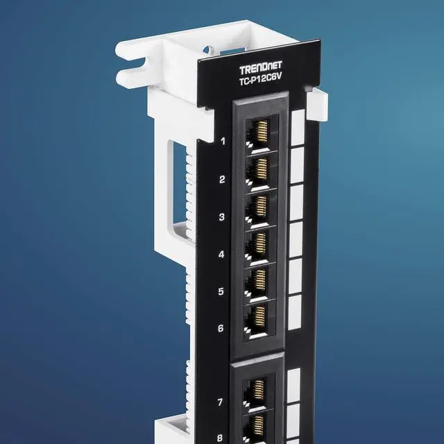 Alt view image 2 of 7 - TRENDnet 12-Port Cat6 Unshielded Patch Panel,TC-P12C6V, Wall Mount,Included 89D Bracket,Vertical or Horizontal Installation, Compatible w/ Cat5e & Cat6 RJ45 Cabling, 110 IDC Type Terminal Blocks Black