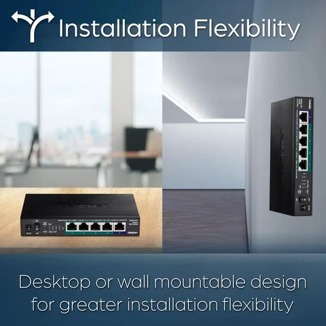 Alt view image 5 of 14 - TRENDnet 5-Port Unmanaged 2.5G PoE+ Switch, Fanless, Compact Desktop Design, Metal Housing, 2.5GBASE-T Ports, IEEE 802.3bz, 55W PoE Budget, Black,Lifetime Protection, TPE-TG350