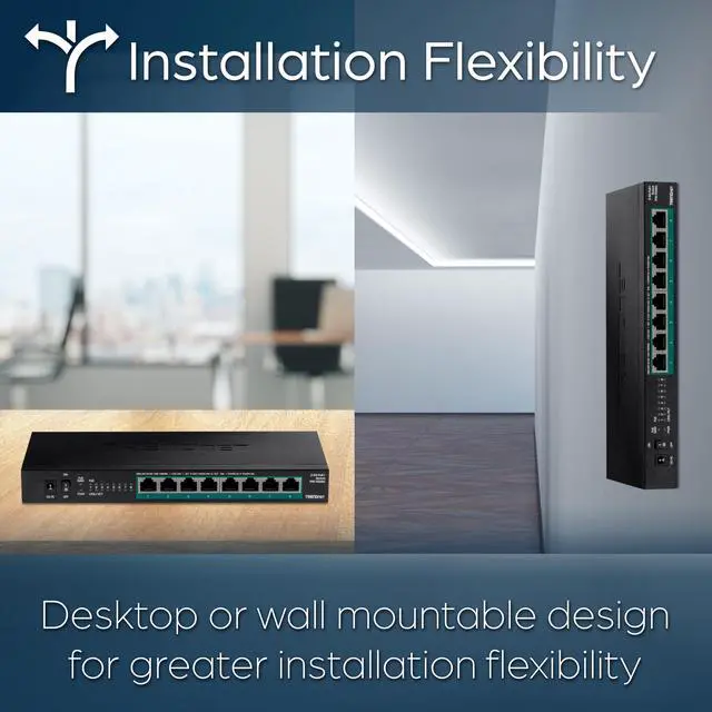 Alt view image 5 of 13 - TRENDnet 8-Port Unmanaged 2.5G PoE+ Switch, Fanless, Compact Desktop Design, Metal Housing, 2.5GBASE-T Ports, IEEE 802.3bz, 100W PoE Budget, Black,Lifetime Protection,TPE-TG380