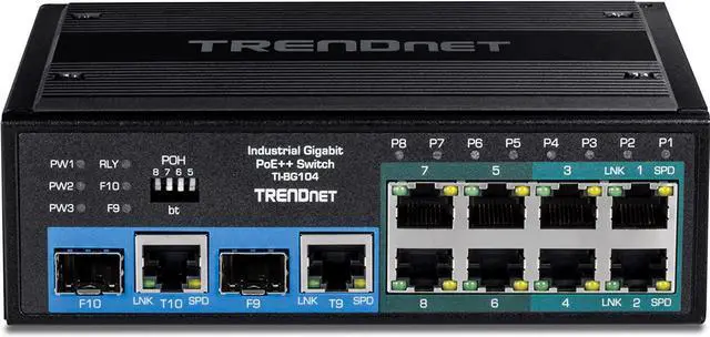 Alt view image 6 of 20 - TRENDnet  TI-BG104,10-Port Industrial Gigabit PoE++ DIN-Rail Switch