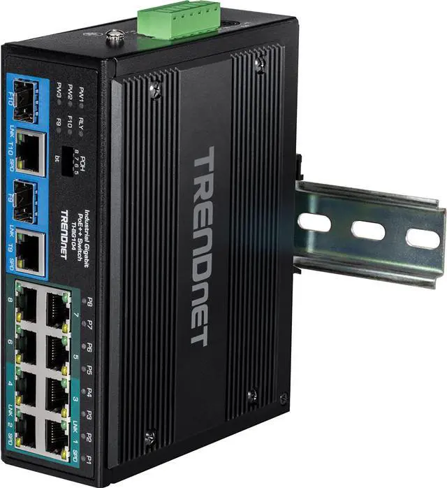 Alt view image 5 of 20 - TRENDnet  TI-BG104,10-Port Industrial Gigabit PoE++ DIN-Rail Switch