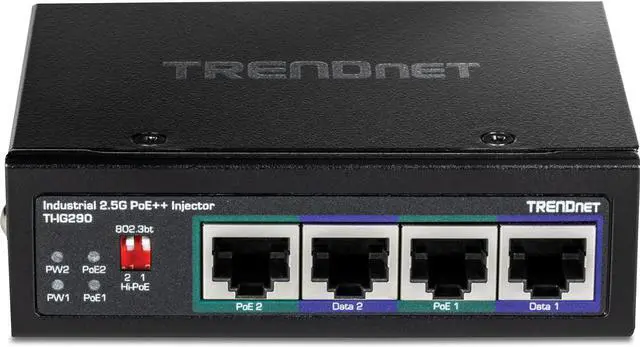 Alt view image 2 of 14 - TRENDnet 95W 2-Port Industrial 2.5G PoE++ Injector,  Supports PoE IEEE 802.3af, PoE+ IEEE 802.3at, And PoE++  IEEE 802.3bt, Not Compatible With Passive PoE Devices,  Black, TI-IG290