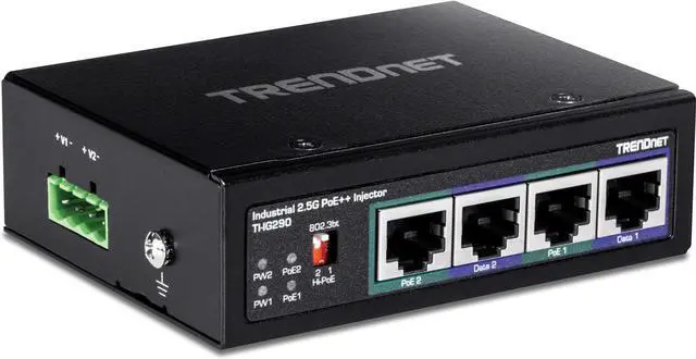 Alt view image 5 of 14 - TRENDnet 95W 2-Port Industrial 2.5G PoE++ Injector,  Supports PoE IEEE 802.3af, PoE+ IEEE 802.3at, And PoE++  IEEE 802.3bt, Not Compatible With Passive PoE Devices,  Black, TI-IG290