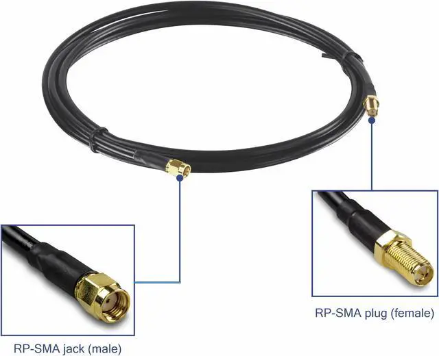 Alt view image 3 of 3 - TRENDnet Low Loss RP-SMA Male to RP-SMA Female Antenna Cable, 2 m (6.5 ft.), 1.45 dB Max Signal Loss, TEW-L102,black