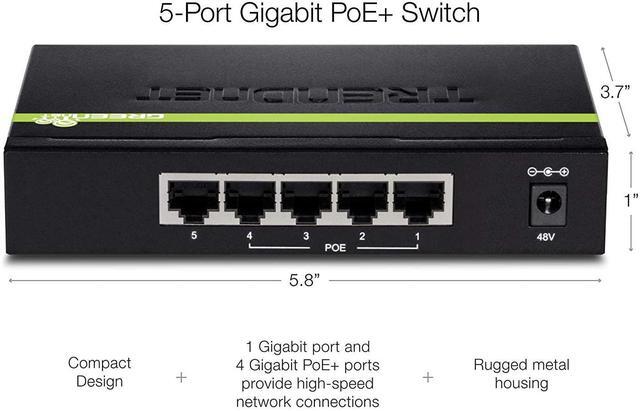 Alt view image 4 of 7 - TRENDnet TPE-TG50g 5-port Gigabit PoE+ Switch