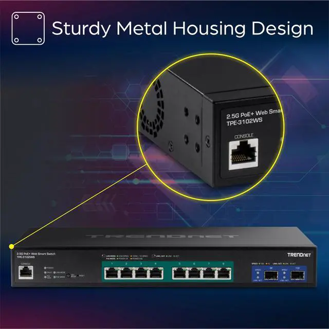 Alt view image 5 of 16 - TRENDnet TPE-3102WS, 10-Port Multi-Gig Web Smart PoE+ Switch