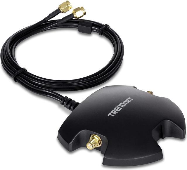 Alt view image 2 of 11 - TRENDnet TEW-LB101, Magnetic Dual Antenna Mounting Base Stand RP-SMA Female with RP-SMA Male Extension Cable 1m (3.3 ft.), Black