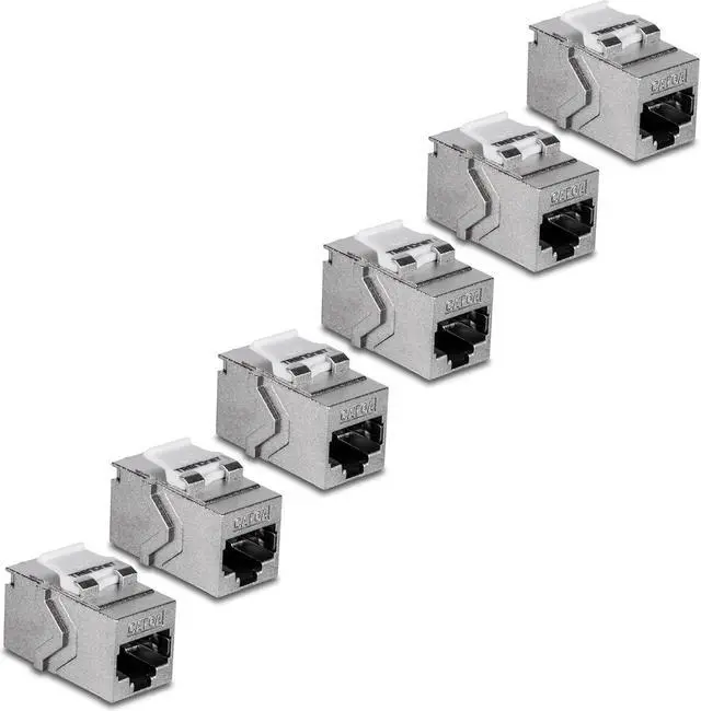 Main image of TRENDnet Cat6A RJ45 Keystone Inline Coupler Keystone Jack, 6-Pack, TC-KC06C6A, Keystone Jack Female to Female for Wall Plates & Blank Shielded Keystone Patch Panels, Ethernet Extender Adapter, Silver