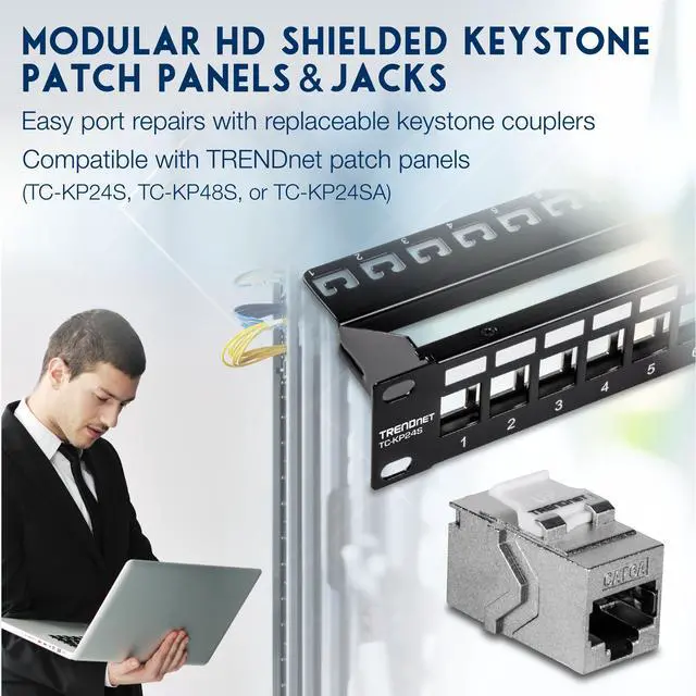 Alt view image 7 of 7 - TRENDnet TC-KC06C6A,Cat6A RJ45 Keystone Inline Coupler Keystone Jack, 6-Pack