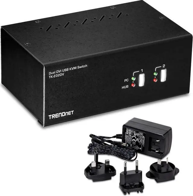 Main image of TRENDnet TK-232DV, 2-Port Dual Monitor DVI KVM Switch with Audio, 2-Port USB 2.0 Hub, Digital Resolutions up to 1920 x 1200, Analog Resolutions up to 2048 x 1536