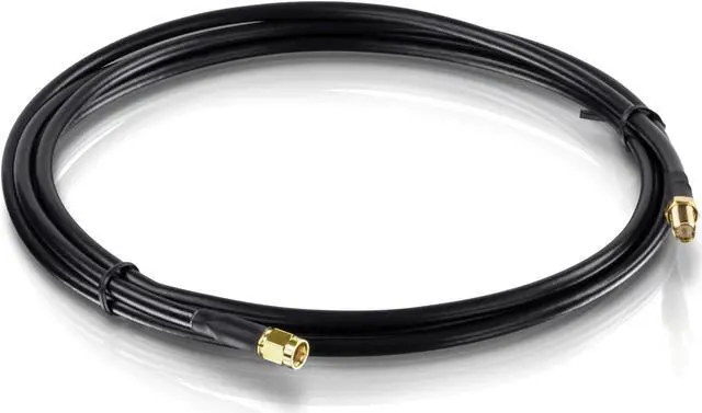 Main image of TRENDnet Low Loss RP-SMA Male to RP-SMA Female Antenna Cable, 2 m (6.5 ft.), 1.45 dB Max Signal Loss, TEW-L102,black