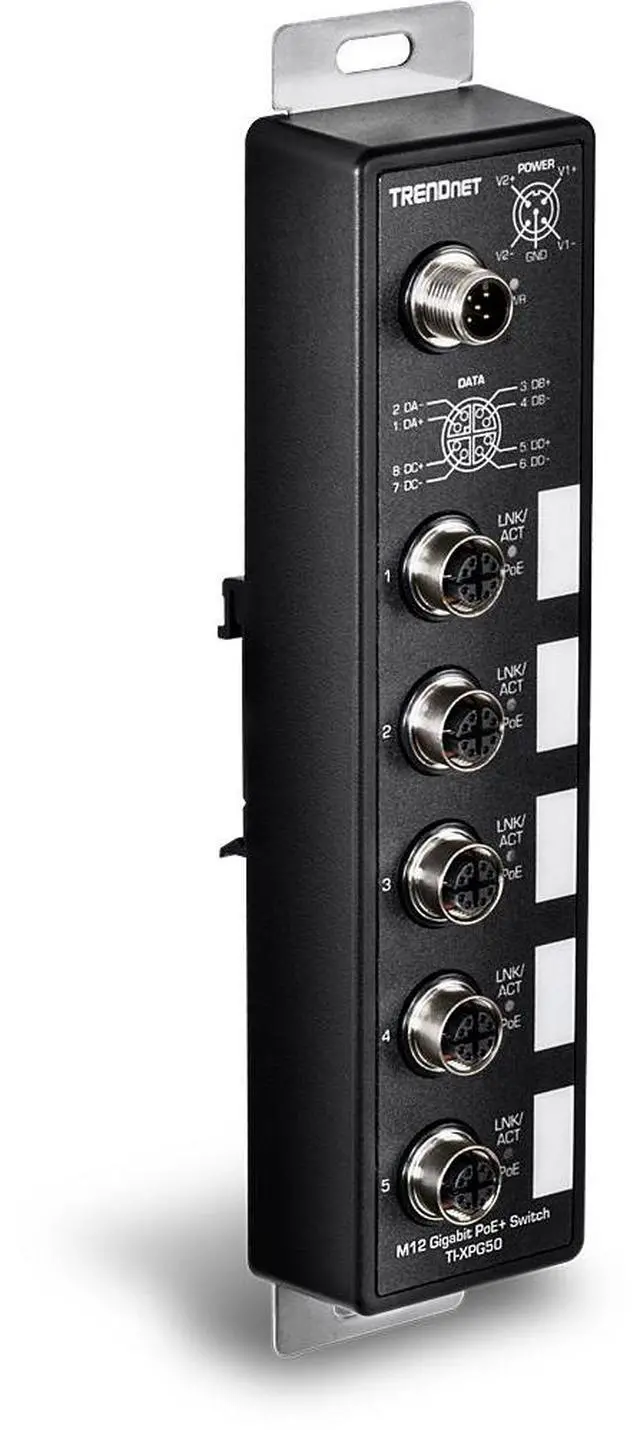 Alt view image 7 of 7 - Bundle of TRENDnet 5-Port Industrial EN50155 M12 Gigabit PoE+ Railway Switch, TI-XPG50 + TRENDnet M12 to RJ-45 Industrial Ethernet Cable, 5m (16.4ft.), TI-CD05