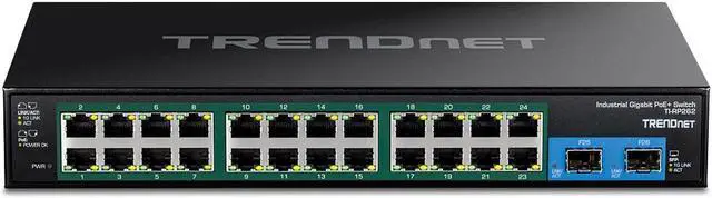 Alt view image 2 of 3 - TRENDnet TI-RP262, 26-Port Hardened Industrial Gigabit PoE+ Rackmount Switch