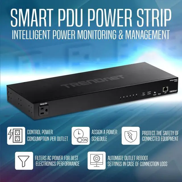 Alt view image 2 of 20 - TRENDnet TPI-06, 6-Outlet Managed Rackmount Power Distribution Unit, Black