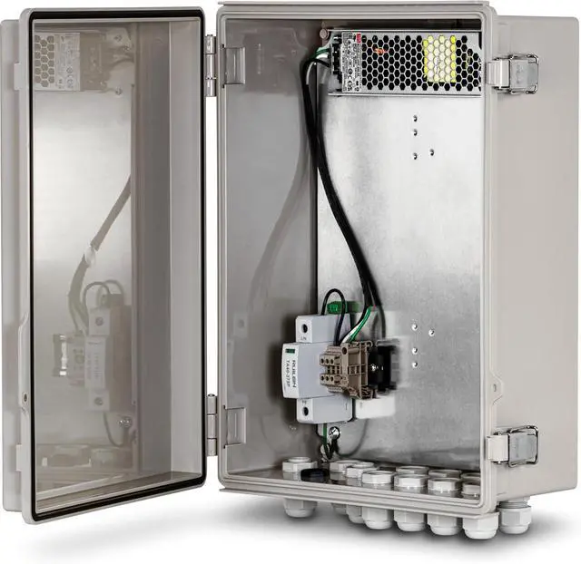 Main image of TRENDnet Outdoor IP68 Weatherproof Power Supply Box Enclosure, TI-CA3K, Power Supply and Surge Protector Included, IK10 Impact Protection, Power Supply Supports up to 200W (55V DC, 3.6A), White