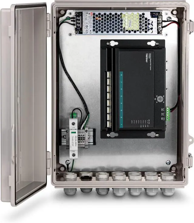 Alt view image 6 of 7 - TRENDnet Outdoor IP68 Weatherproof Power Supply Box Enclosure, TI-CA3K, Power Supply and Surge Protector Included, IK10 Impact Protection, Power Supply Supports up to 200W (55V DC, 3.6A), White