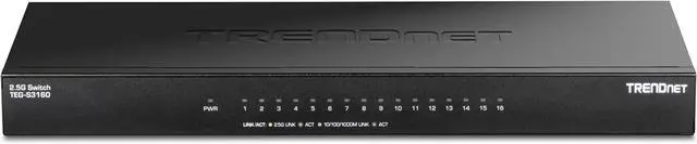Alt view image 3 of 17 - TRENDnet TEG-S3160, 16-Port Unmanaged 2.5G Desktop Network Ethernet Switch