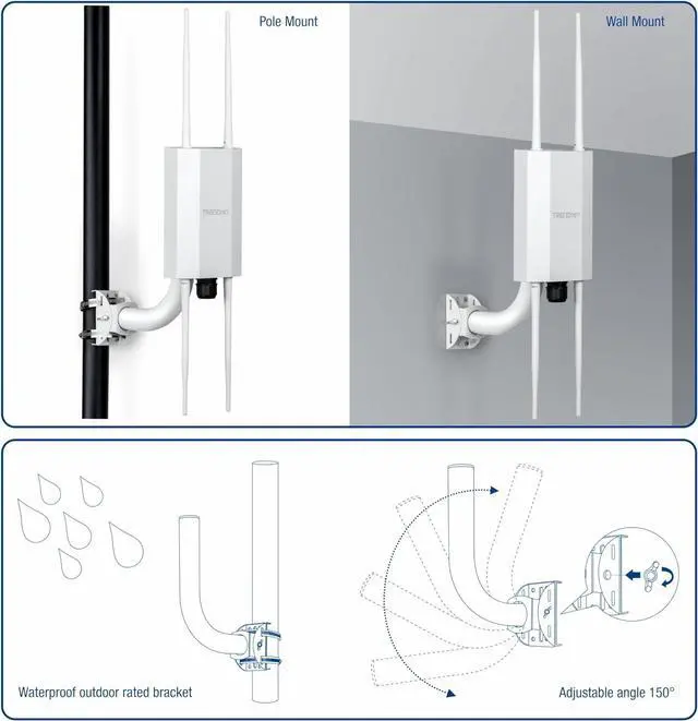 Alt view image 2 of 7 - TRENDnet Universal Wall/Pole Mount Bracket 2-Pack, TEW-P012K, Mounting Bracket and Hardware Included, Compatible  with Most Wireless Access Points and Surveillance Cameras,  Waterproof