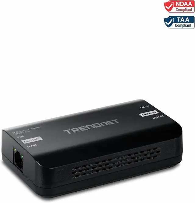 Main image of TRENDnet 10G PoE++ Injector, TPE-318GI, Converts a NonPoE Port to A PoE++ 10G Port, Supplies PoE (15.4W), PoE+ (30W), or PoE++ (90W)