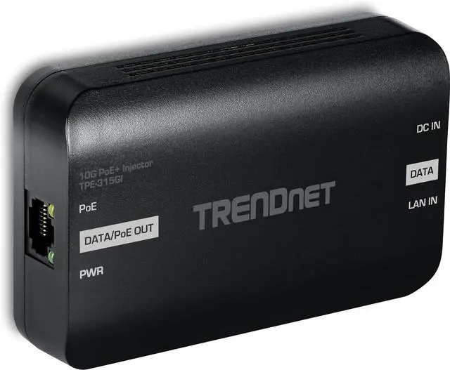 Alt view image 4 of 11 - TRENDnet 10G PoE+ Injector, TPE-315GI, Convert Non-PoE Port to a PoE+ Port, PoE (15.4W) or PoE+ (30W), 10GBASE-T Compliant, Up to 100m (328 ft.), Black