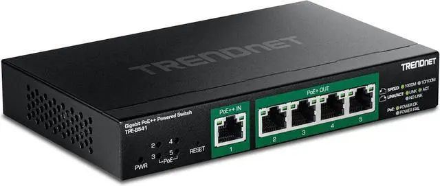 Alt view image 7 of 11 - TRENDnet 5-Port Gigabit PoE++ Powered Managed Switch with PoE Passthrough, TPE-B541, 1 x Gigabit PoE++ Input, 4 x Gigabit PoE+ Output, 60W PoE Budget, NDAA TAA Compliant, Lifetime Protection
